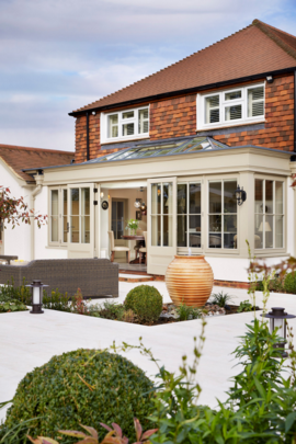 An orangery with French doors