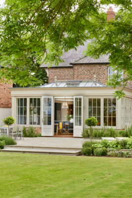 A Westbury design with large windows and doors